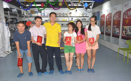 中明科技公司首屆員工乒乓球比賽前6名